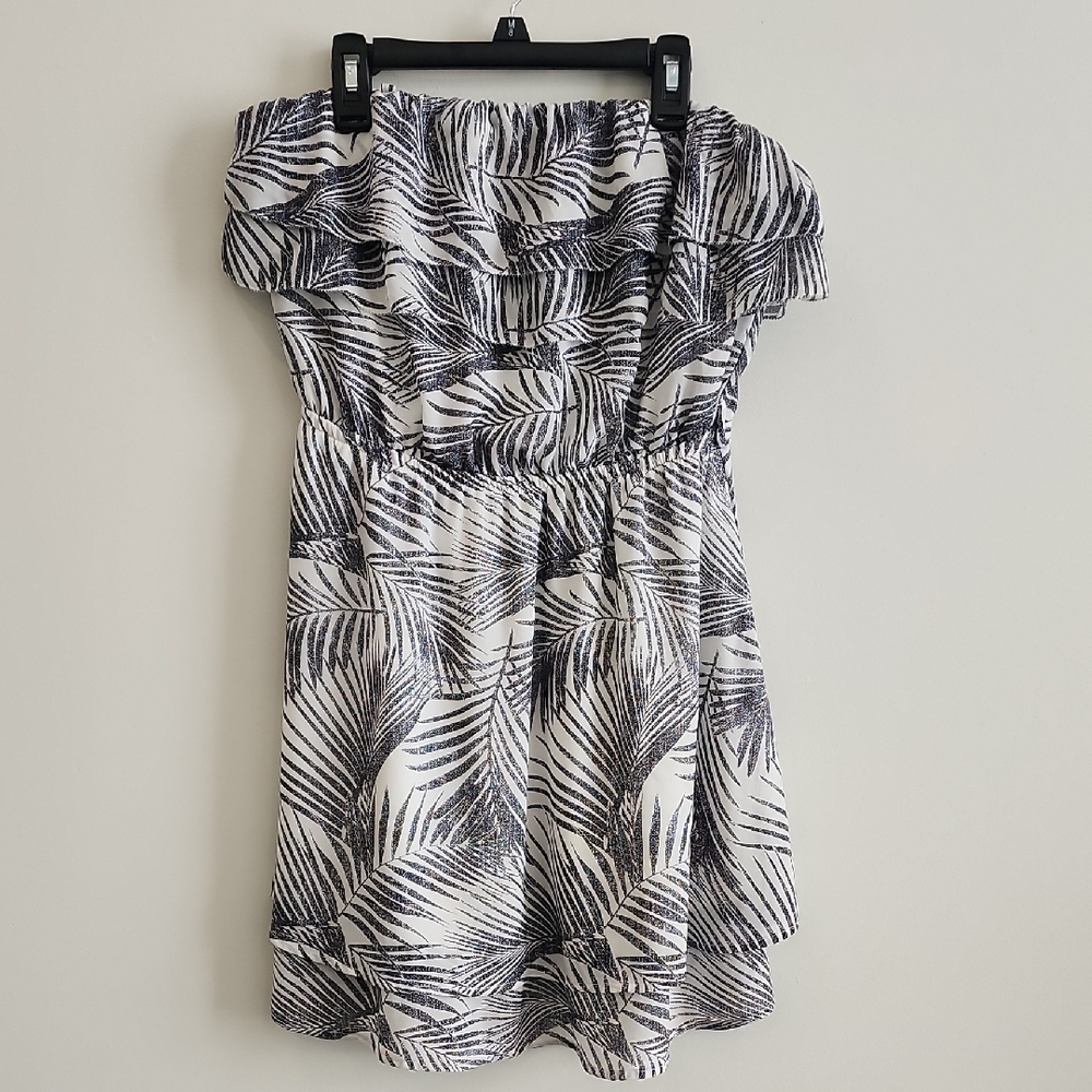 🔥2/$20 - Dynamite Black and White Leaf Pattern Tubetop Mini Dress, Size M